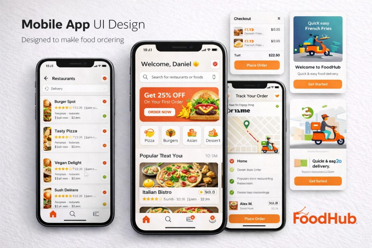 FoodHub – Food Delivery App UI System — mobile app ui system by Lucky's Digitals