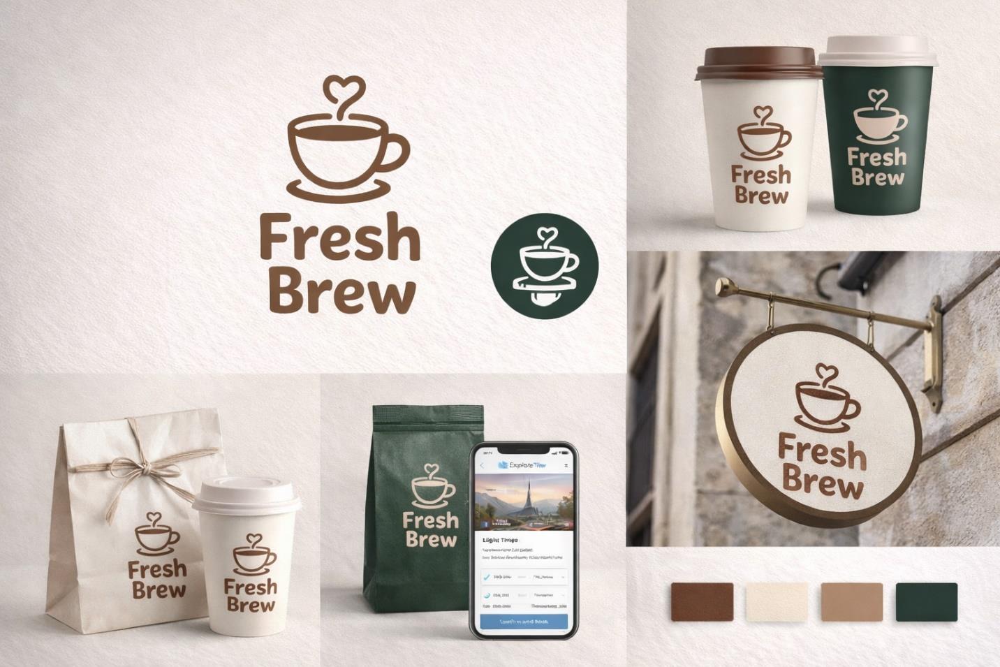 Fresh Brew – Coffee Shop Brand Identity — brand identity system by Lucky's Digitals